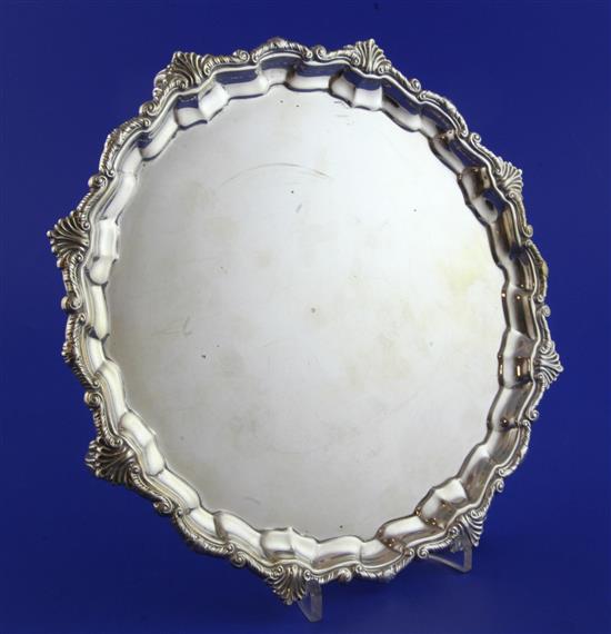 A 1930s silver salver, 18 oz.